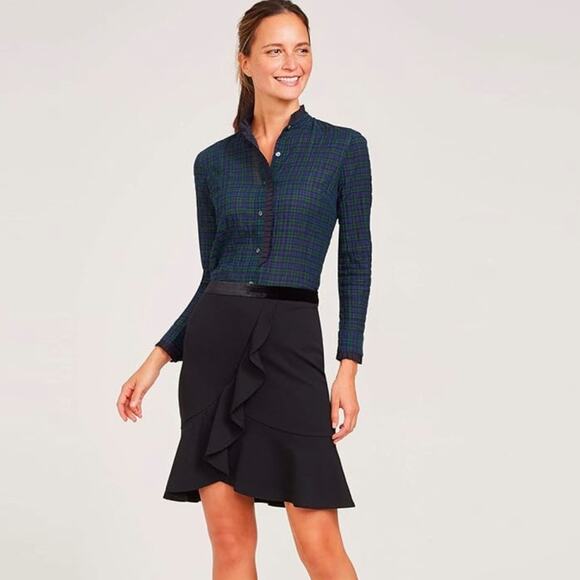 NWT J. McLaughlin Romana Ruffle Skirt black sz 10 - Picture 1 of 9